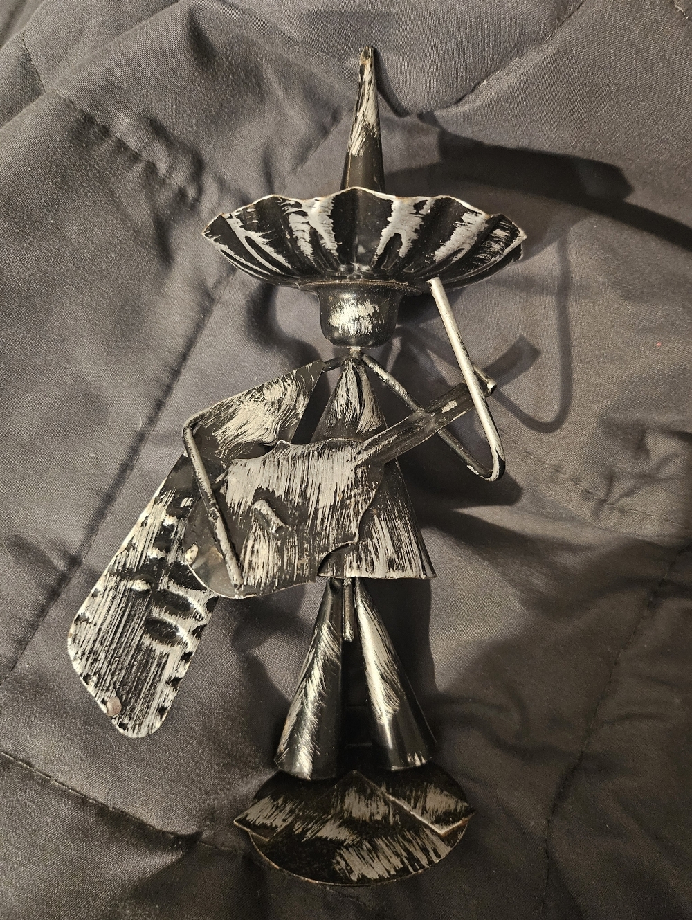 Tin Mariachi Band Folk Art‎ Figure Unmarked 7” Tall Ring/trinket Holder